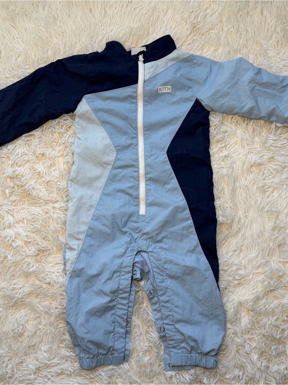 Kith Kids Two-Tone Light Blue & Navy One-Piece